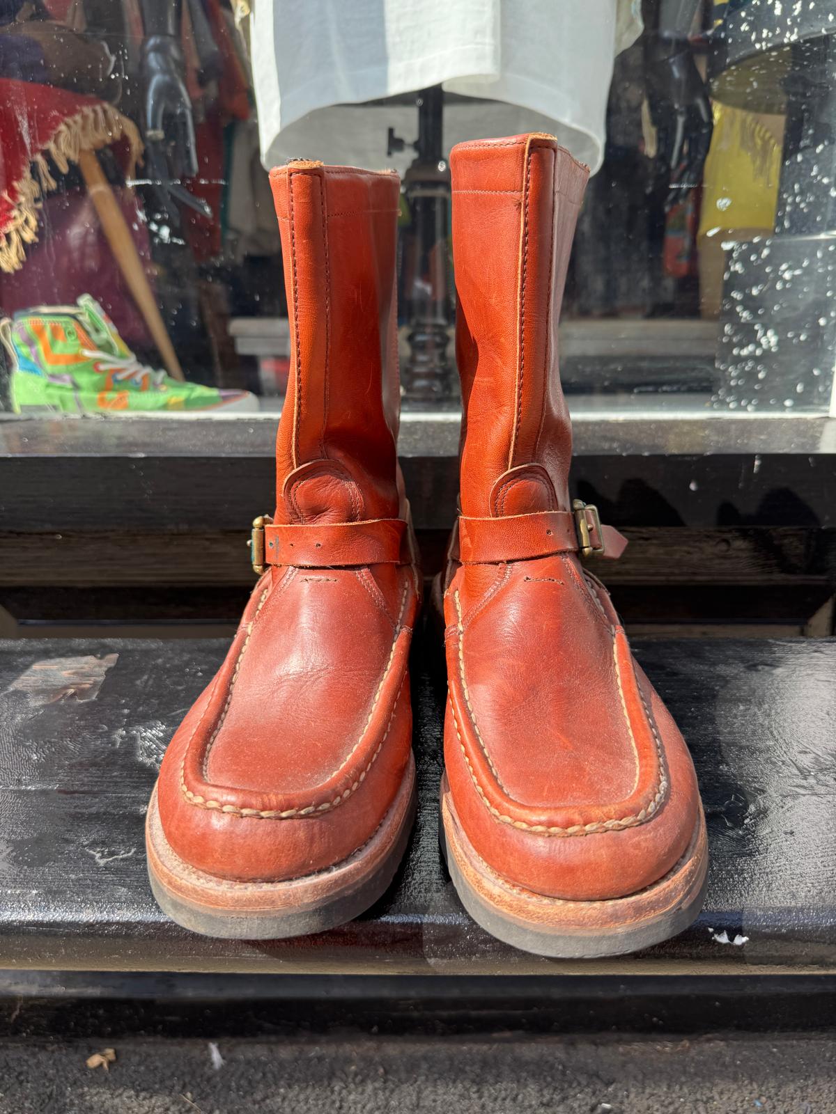1960s Russell Moccasin Zephyr Brown Leather Engineer Boots