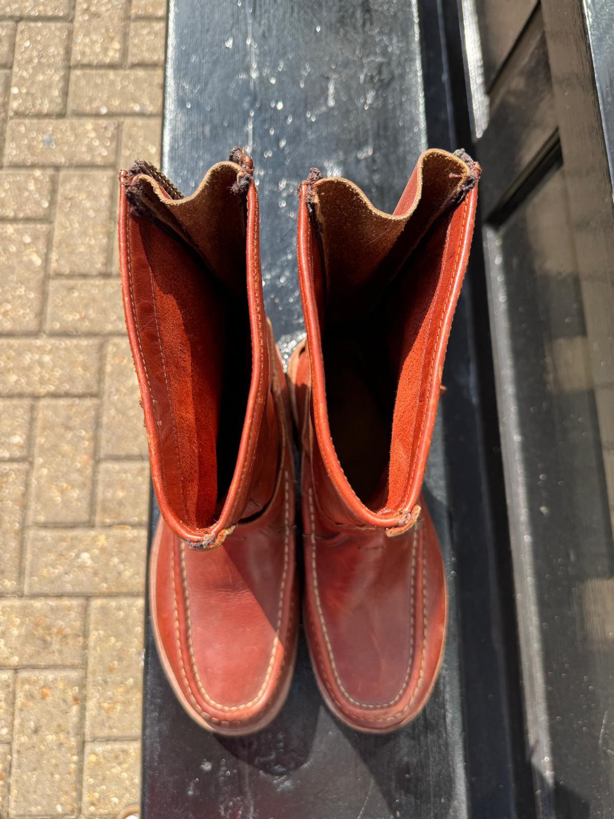 1960s Russell Moccasin Zephyr Brown Leather Engineer Boots