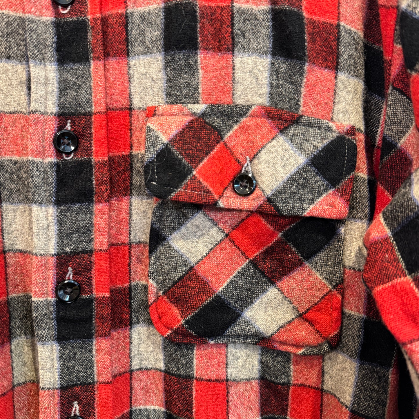 1950s 5 Brother Red Black Checkered Flannel Shirt