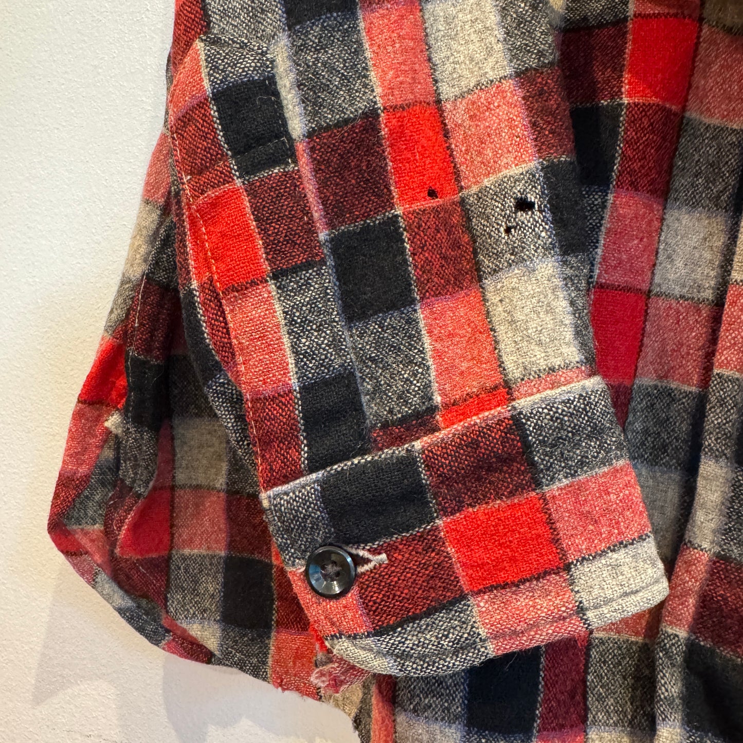 1950s 5 Brother Red Black Checkered Flannel Shirt