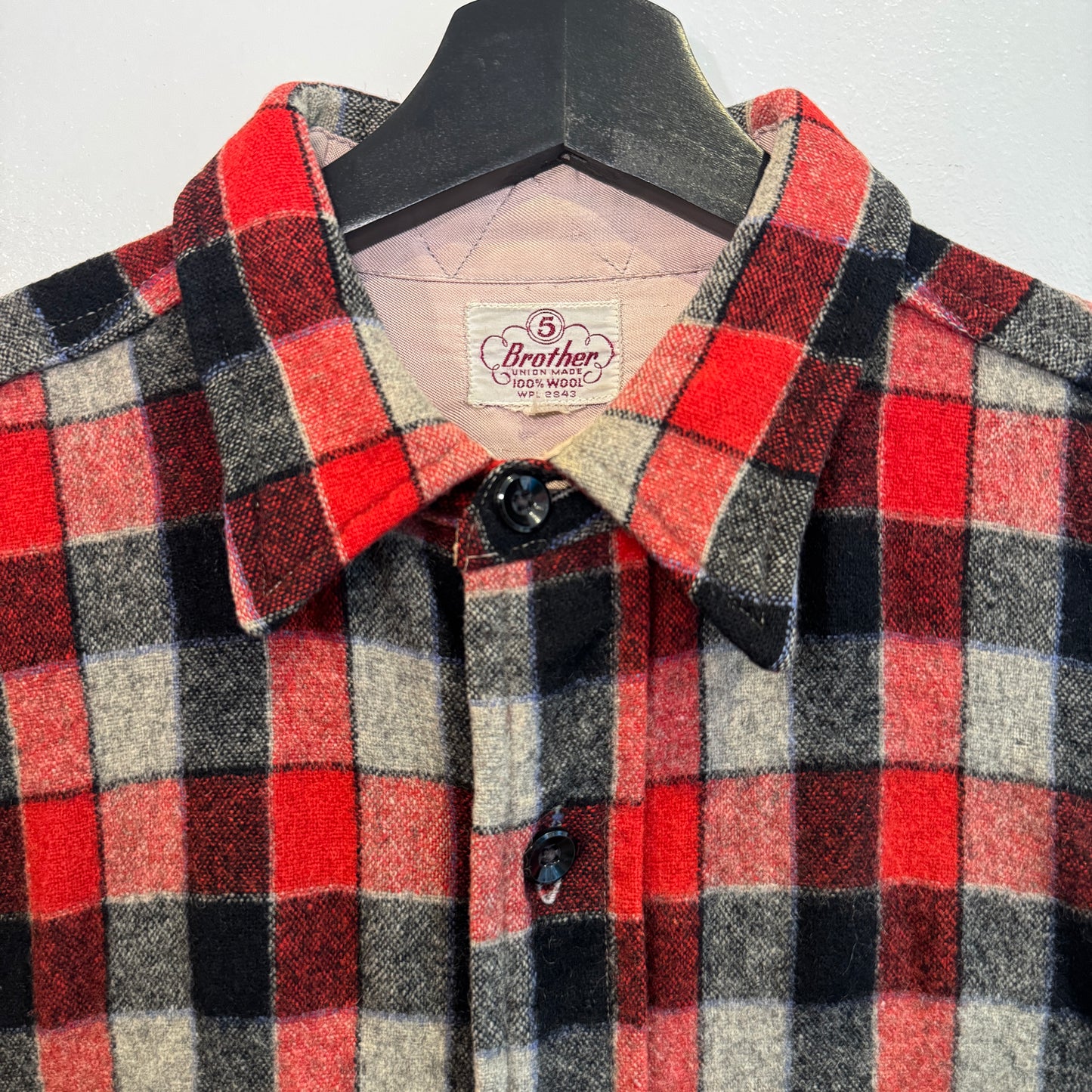 1950s 5 Brother Red Black Checkered Flannel Shirt