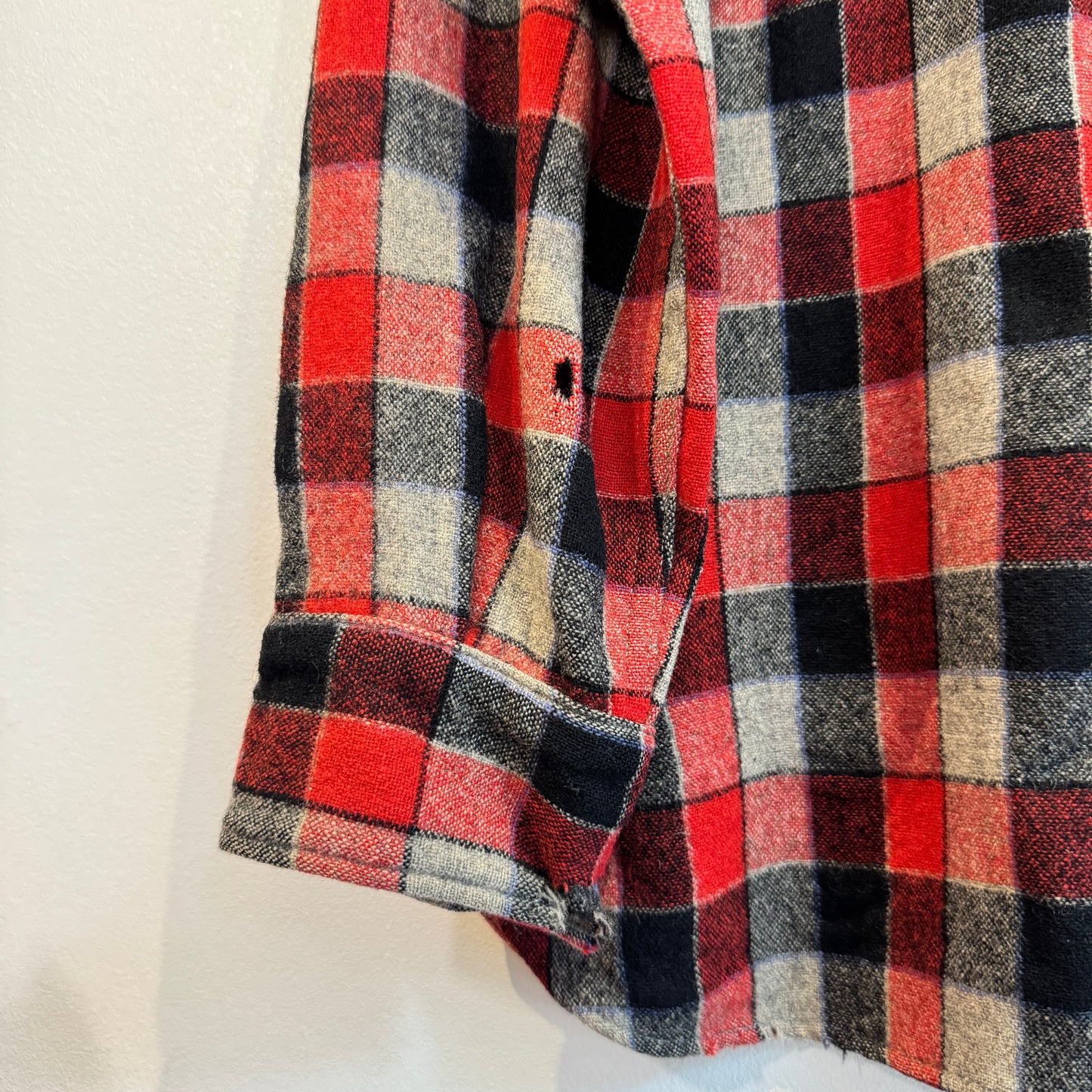 1950s 5 Brother Red Black Checkered Flannel Shirt