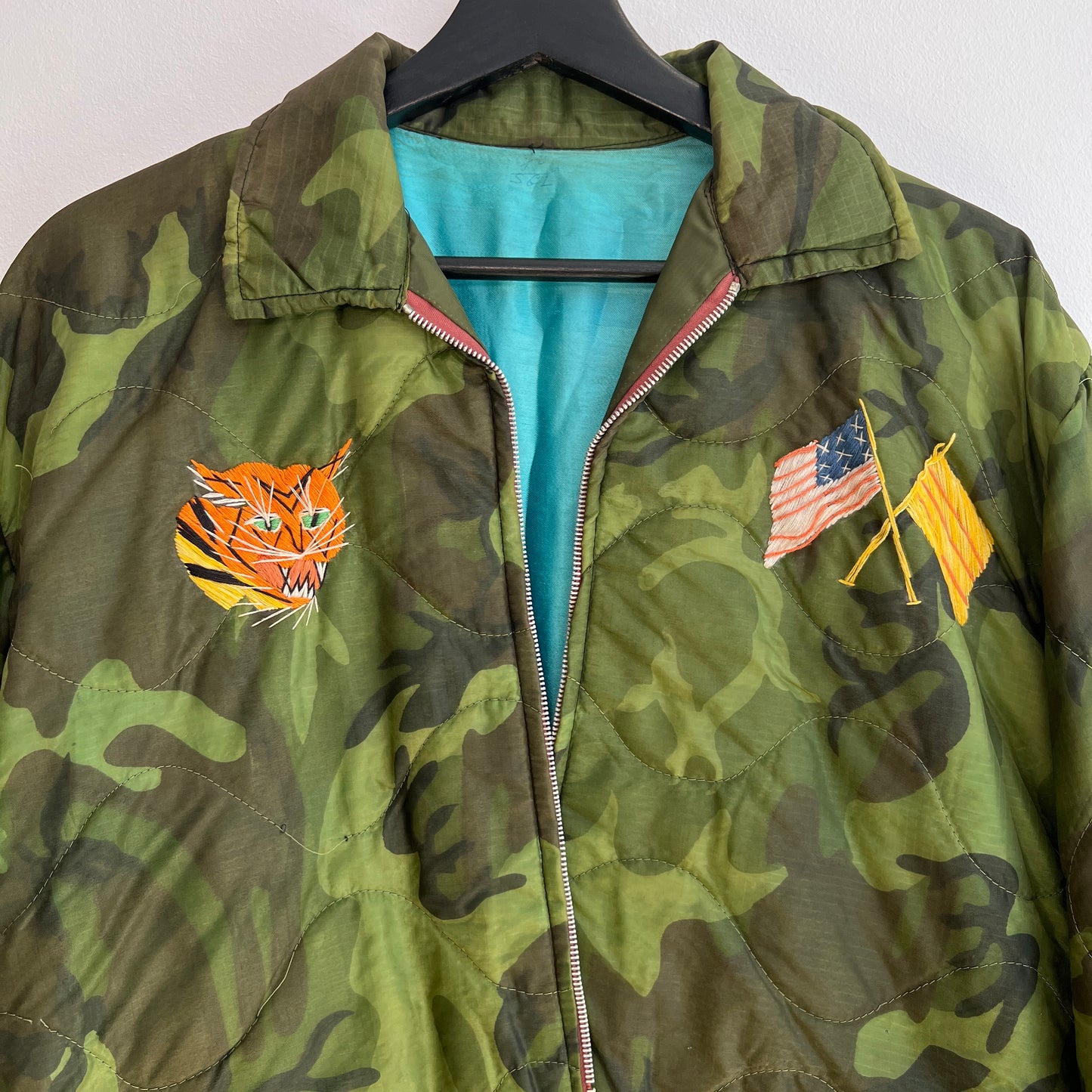1970s Vietnam Camouflage Green Souvenir Jacket
