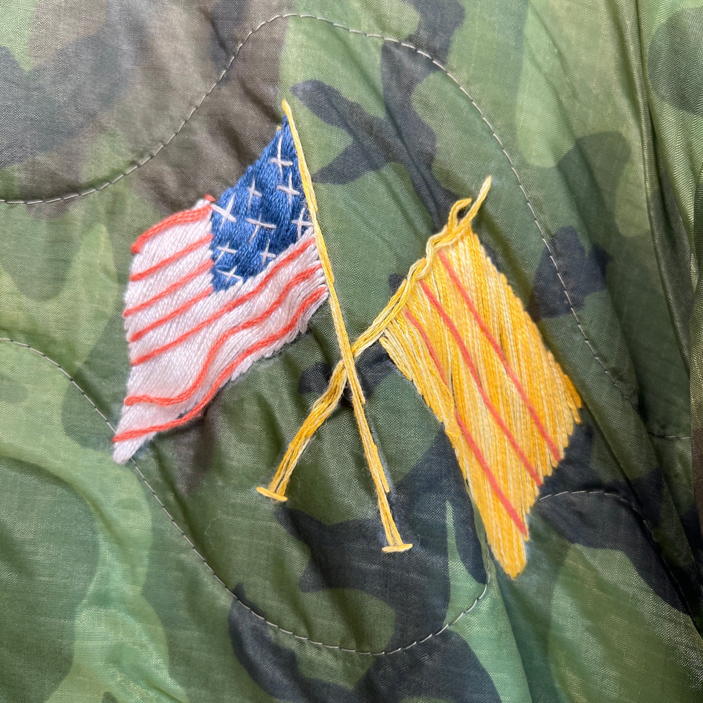 1970s Vietnam Camouflage Green Souvenir Jacket