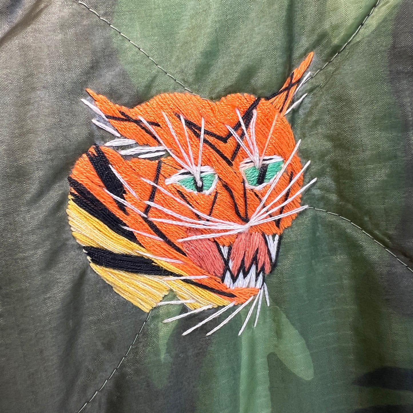 1970s Vietnam Camouflage Green Souvenir Jacket