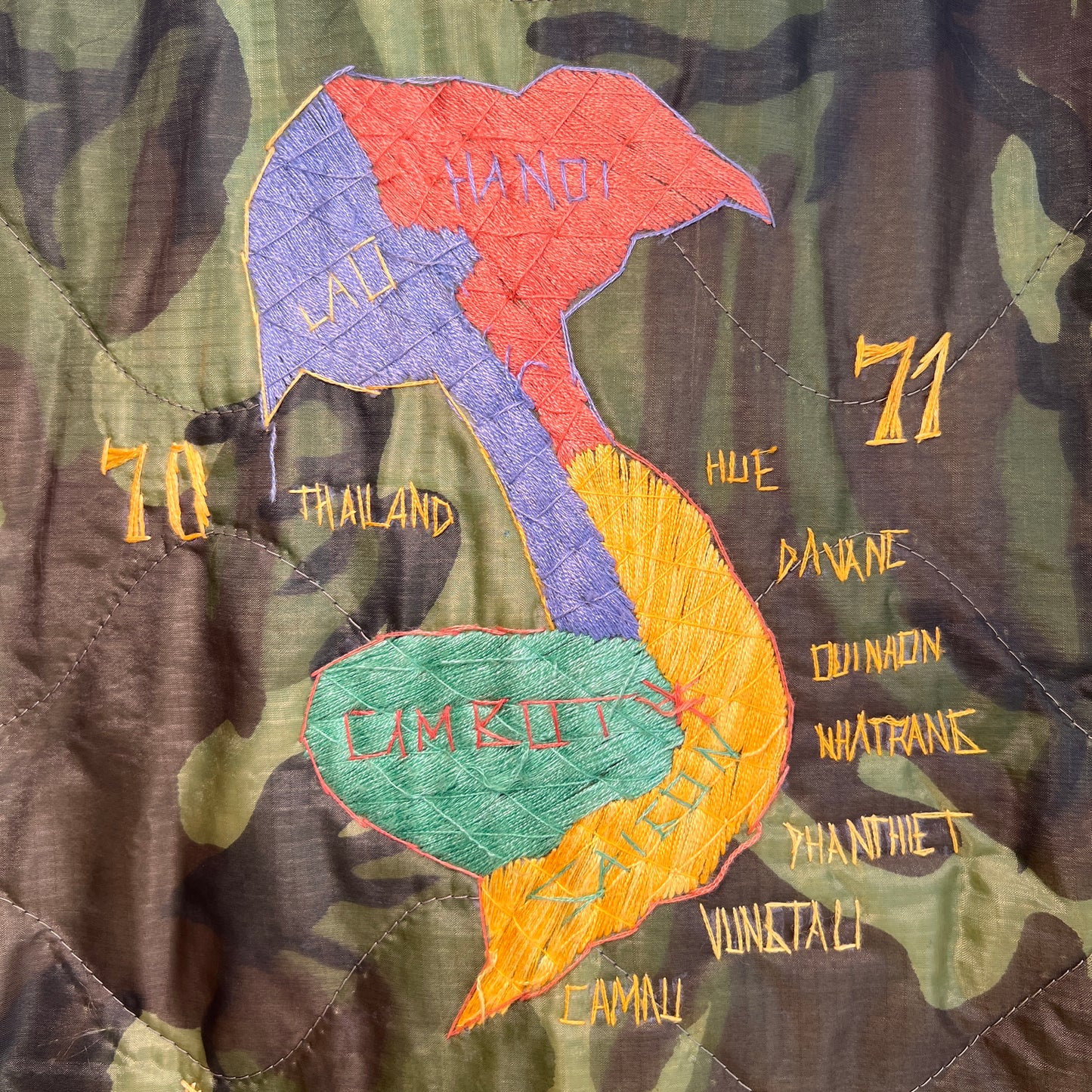 1970s Vietnam Camouflage Green Souvenir Jacket