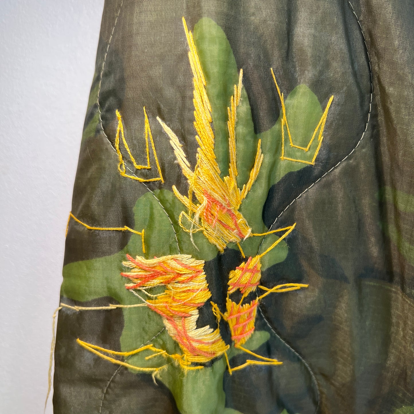 1970s Vietnam Camouflage Green Souvenir Jacket