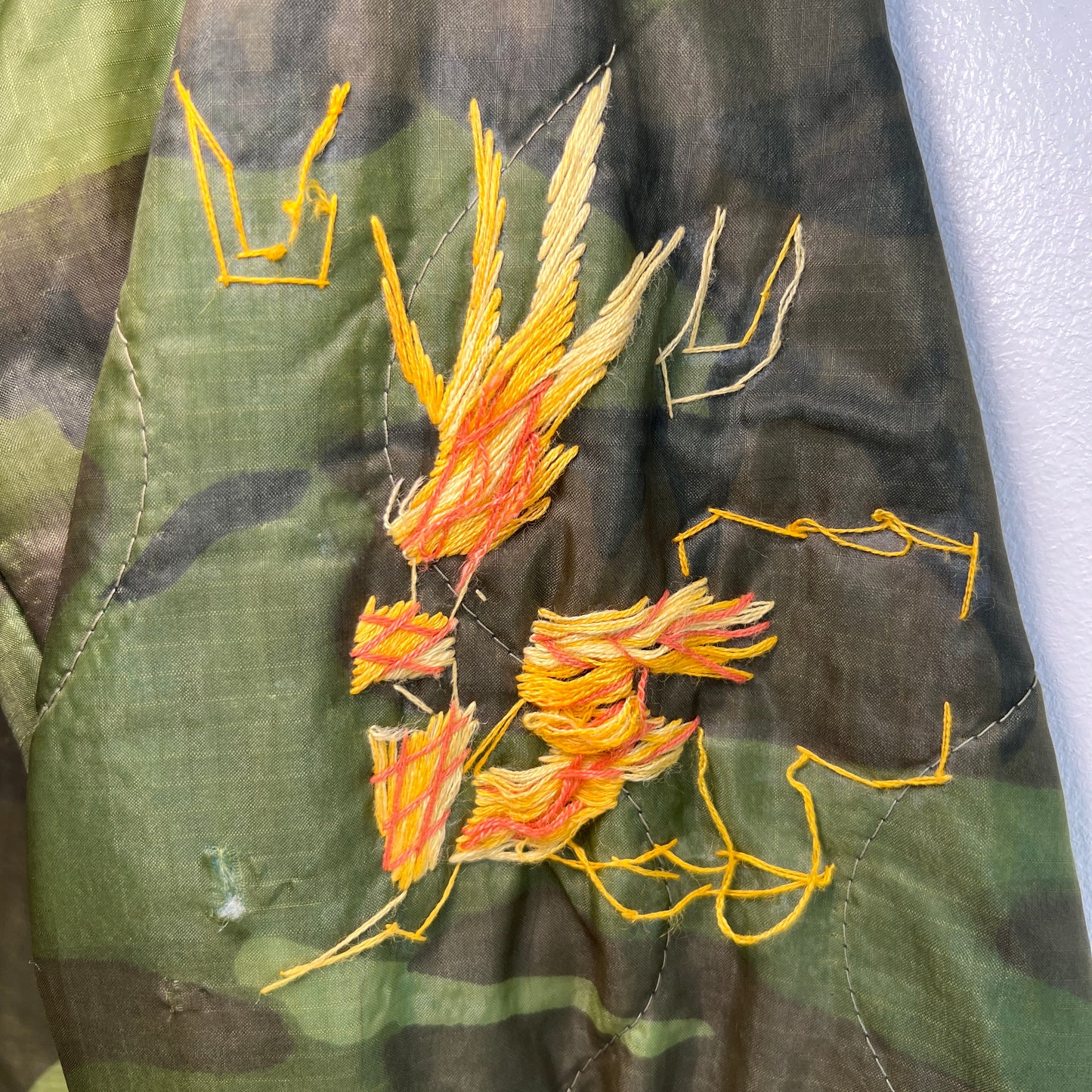 1970s Vietnam Camouflage Green Souvenir Jacket