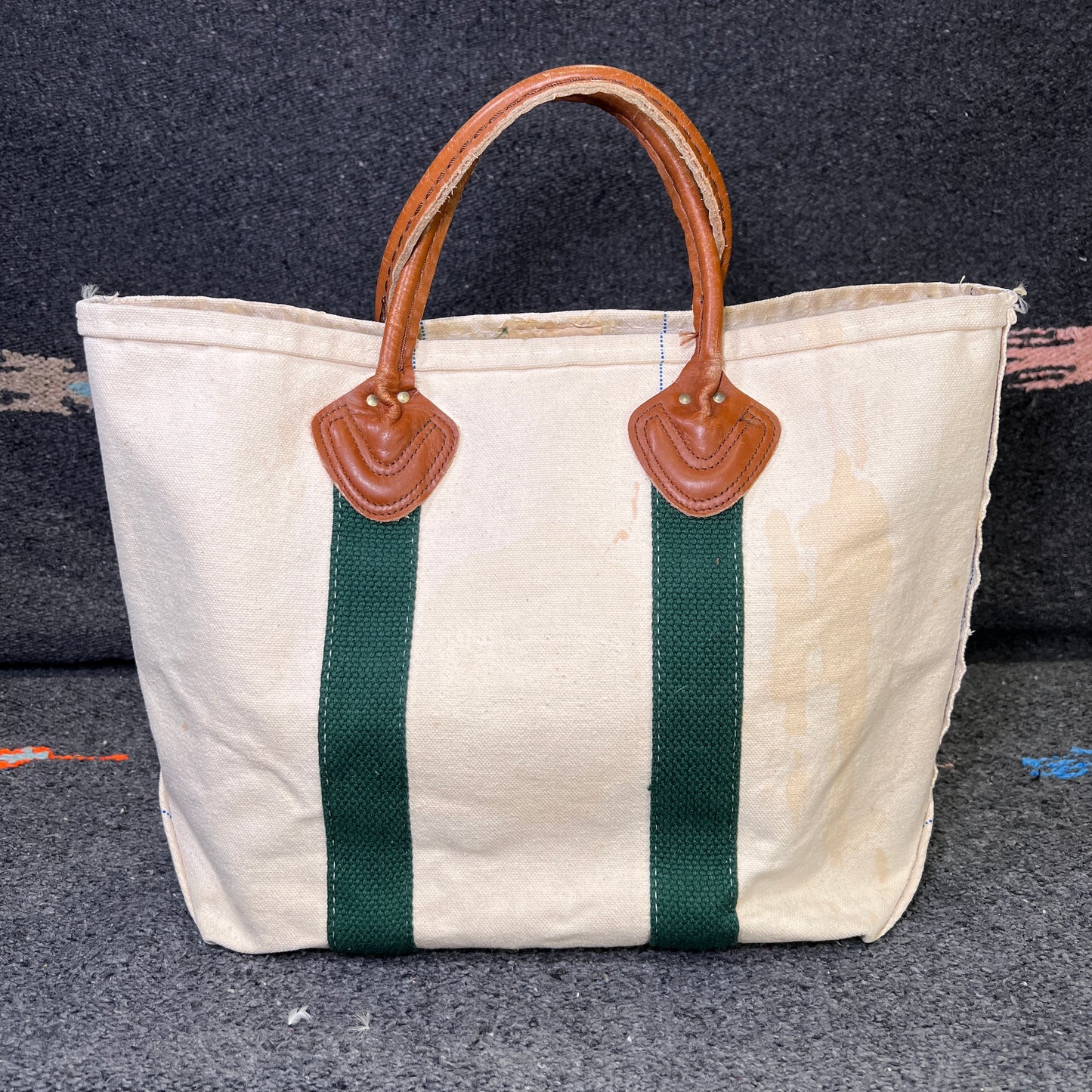 1970s L.L.Bean Purple Beige Small Boat and Tote Bag