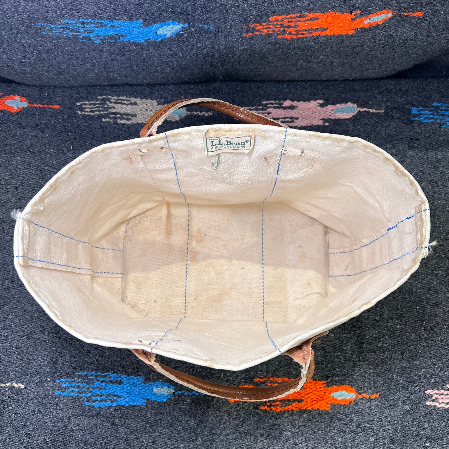 1970s L.L.Bean Purple Beige Small Boat and Tote Bag