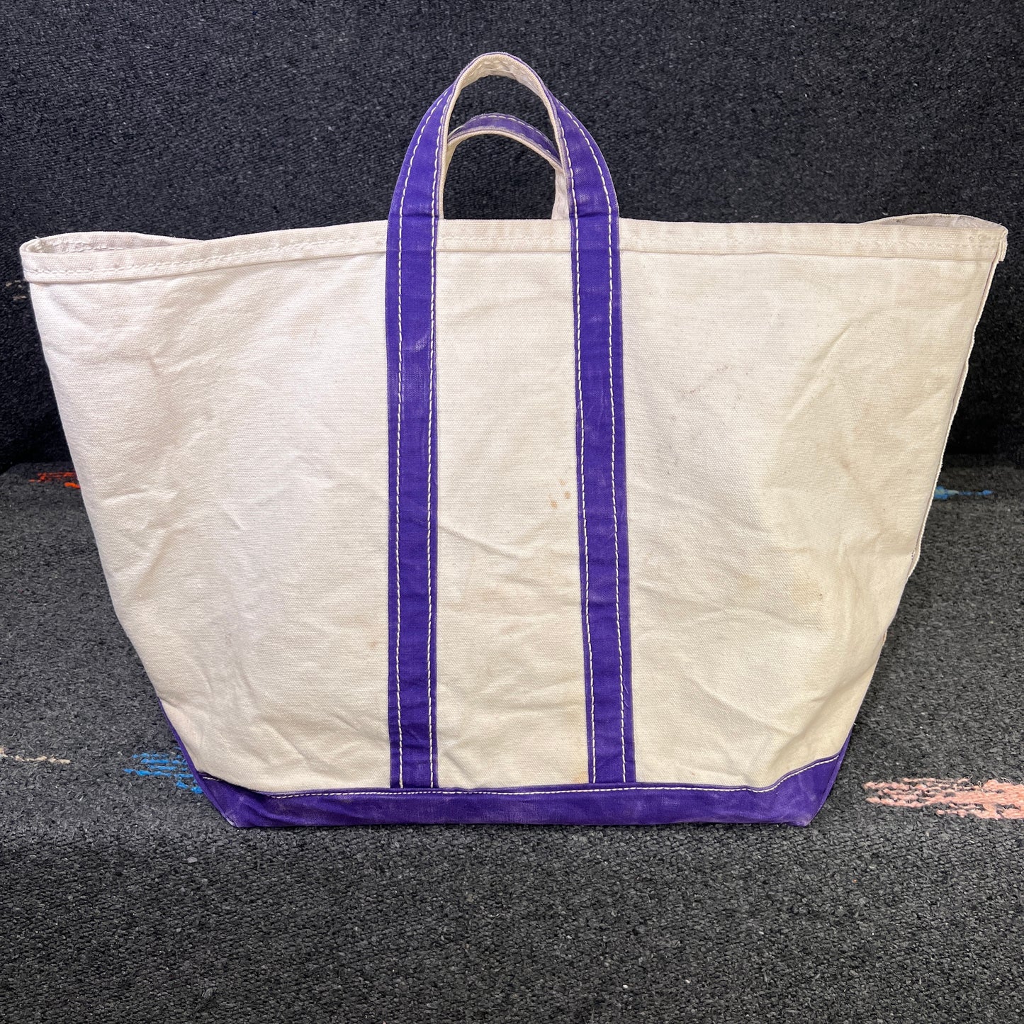 1960s L.L.Bean Purple Beige Large Boat and Tote Bag