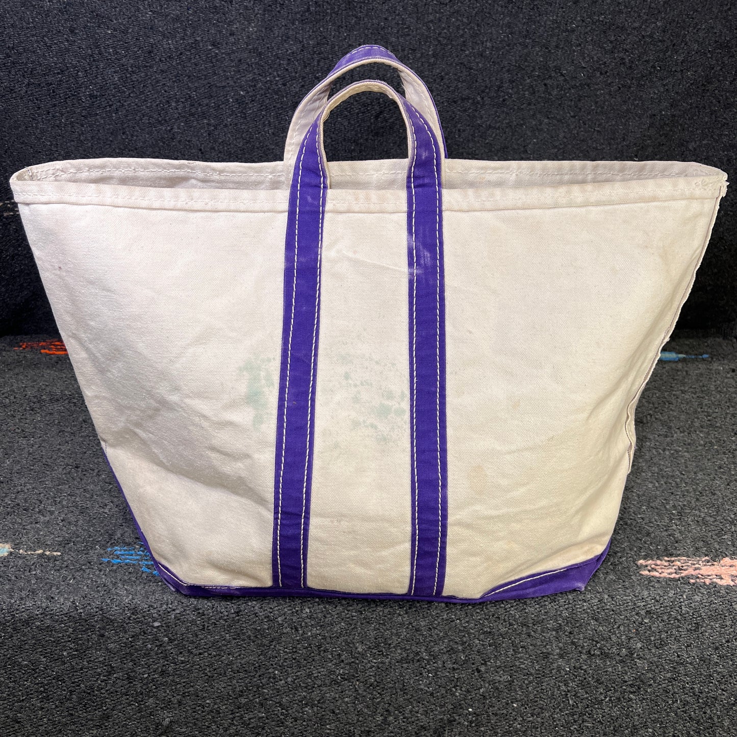 1960s L.L.Bean Purple Beige Large Boat and Tote Bag