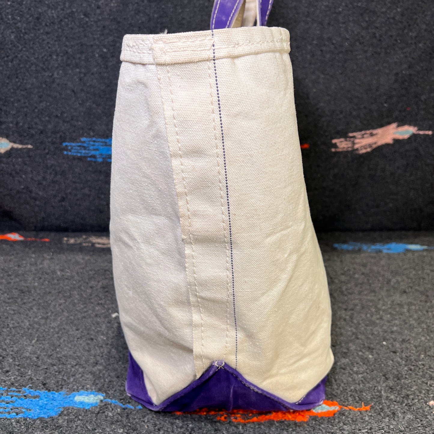 1960s L.L.Bean Purple Beige Large Boat and Tote Bag