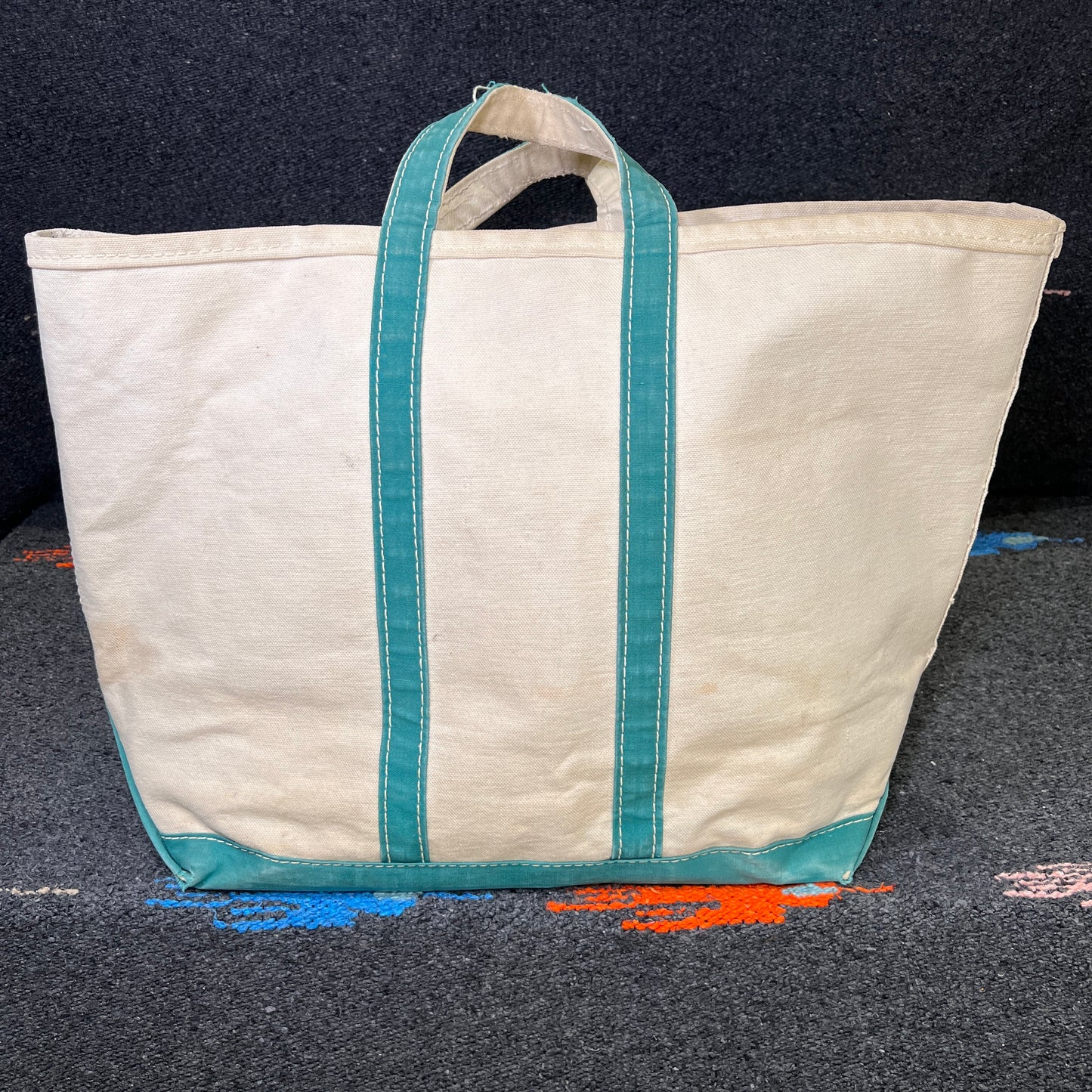 1970s L.L.Bean Green Beige Large Boat and Tote Bag