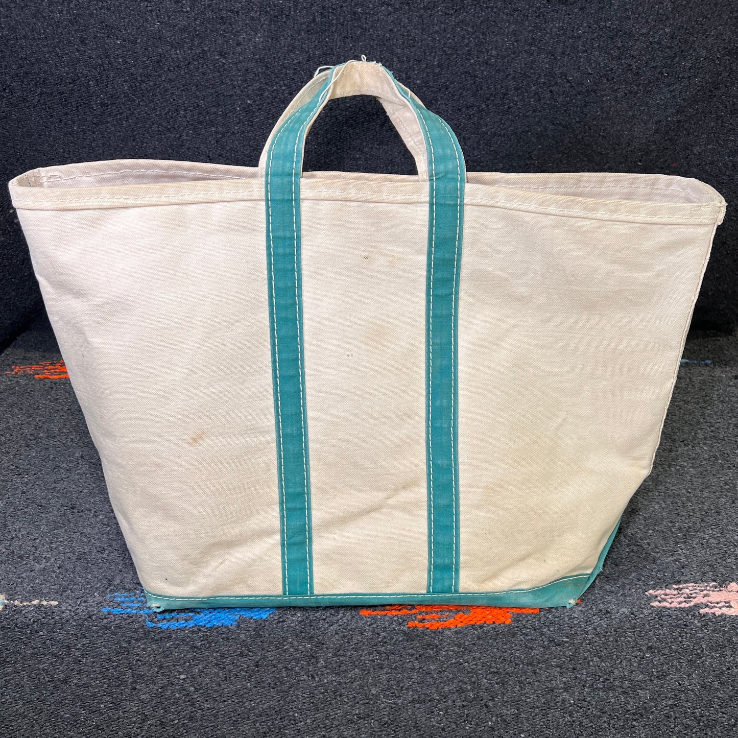 1970s L.L.Bean Green Beige Large Boat and Tote Bag