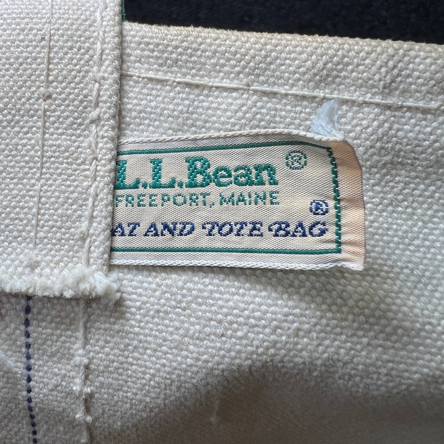 1970s L.L.Bean Green Beige Large Boat and Tote Bag