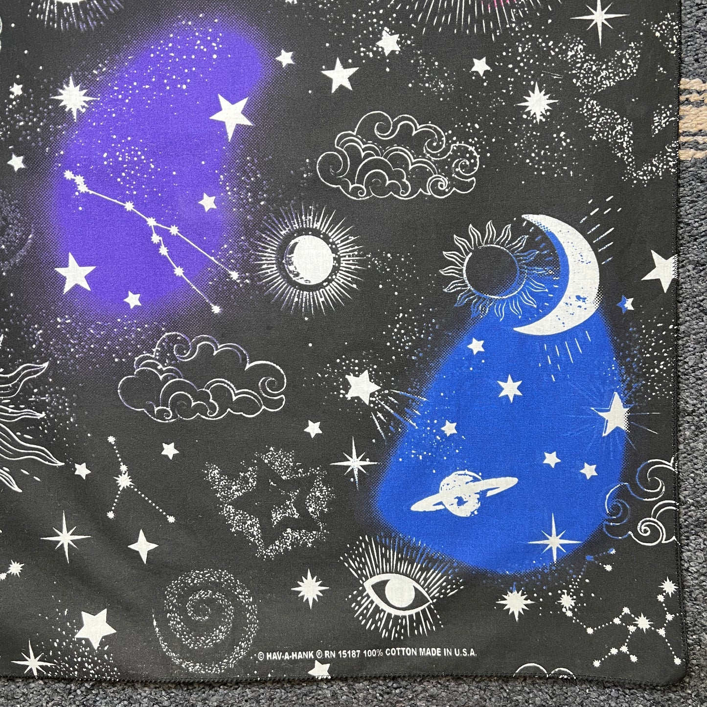 HAV-A-HANK Black Bandana with Celestial Graphic Print