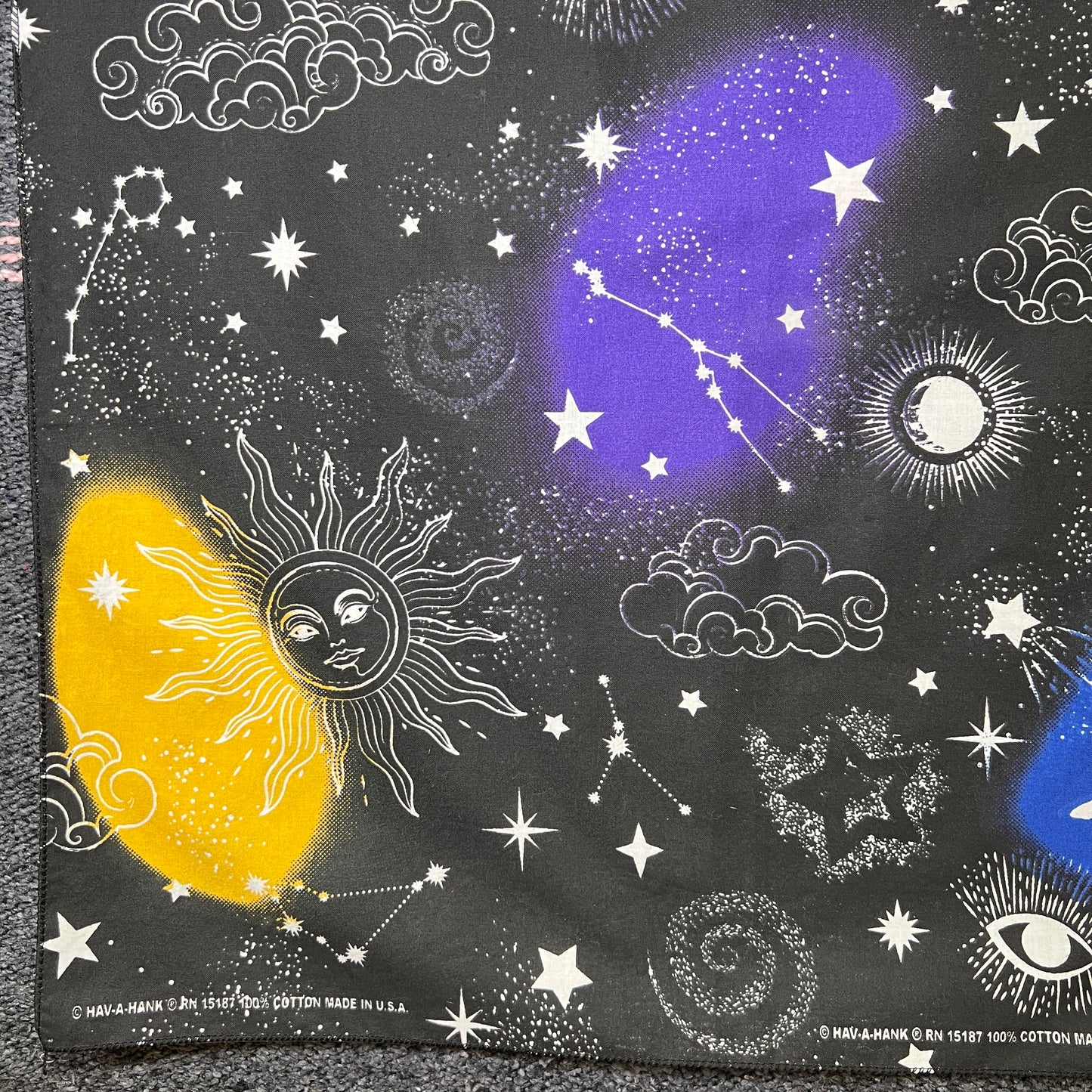 HAV-A-HANK Black Bandana with Celestial Graphic Print