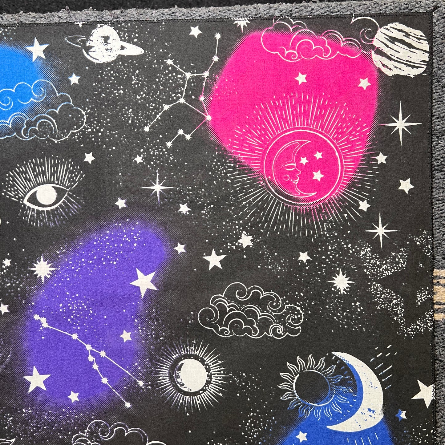 HAV-A-HANK Black Bandana with Celestial Graphic Print