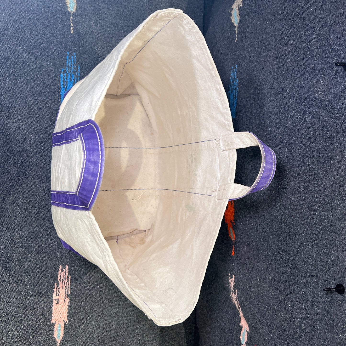 1960s L.L.Bean Purple Beige Large Boat and Tote Bag