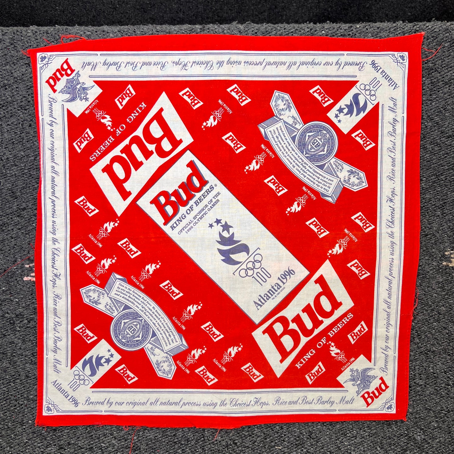 Budweiser 1996 Atlanta Olympic Games Bandana with All Over Bud Logo Print