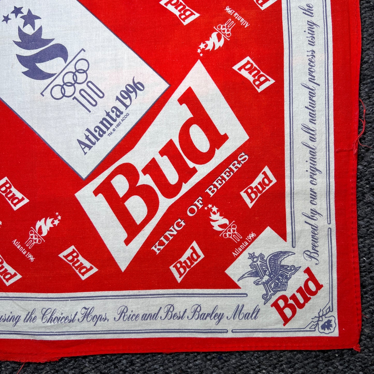 Budweiser 1996 Atlanta Olympic Games Bandana with All Over Bud Logo Print
