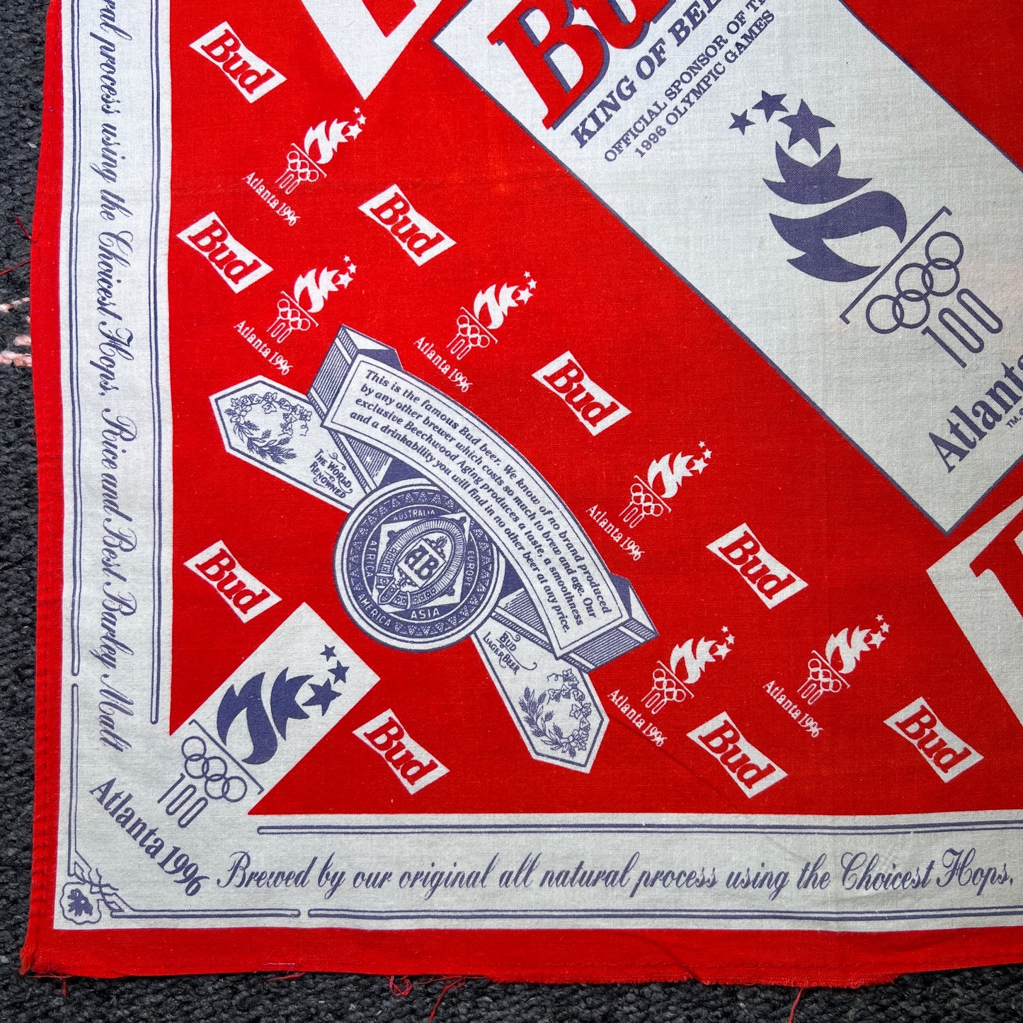 Budweiser 1996 Atlanta Olympic Games Bandana with All Over Bud Logo Print