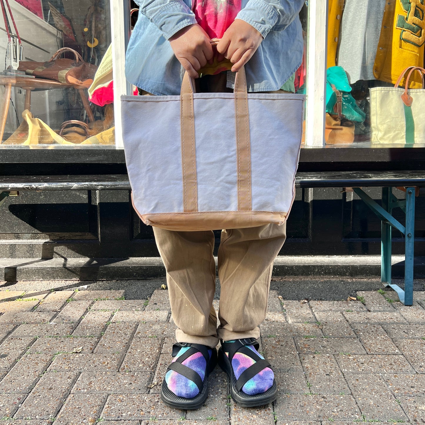 1980s L.L.Bean Desert Beige Small Boat and Tote Bag
