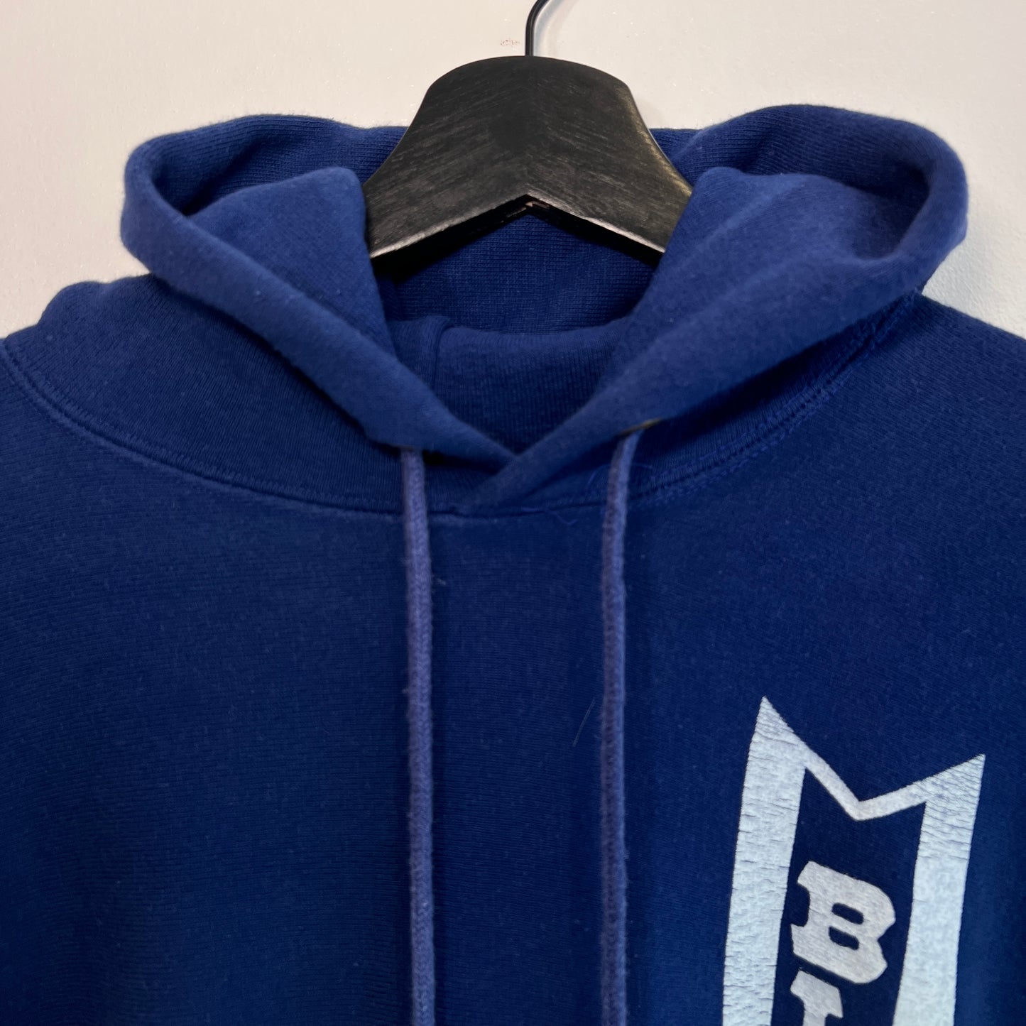 1973s ~ 1975s Champion Single Color Tag Blue Hoodie Sweatshirt with Blare Print