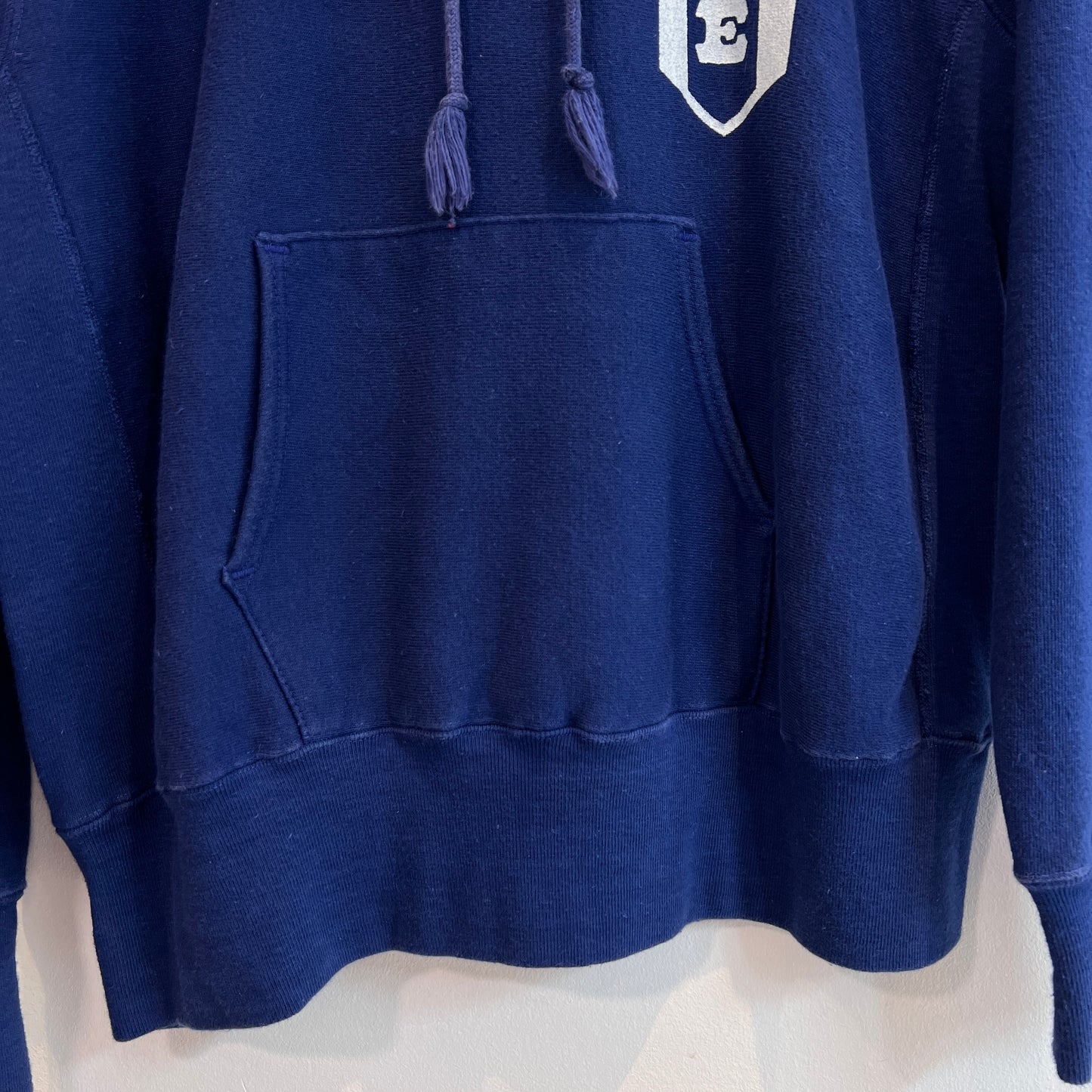 1973s ~ 1975s Champion Single Color Tag Blue Hoodie Sweatshirt with Blare Print