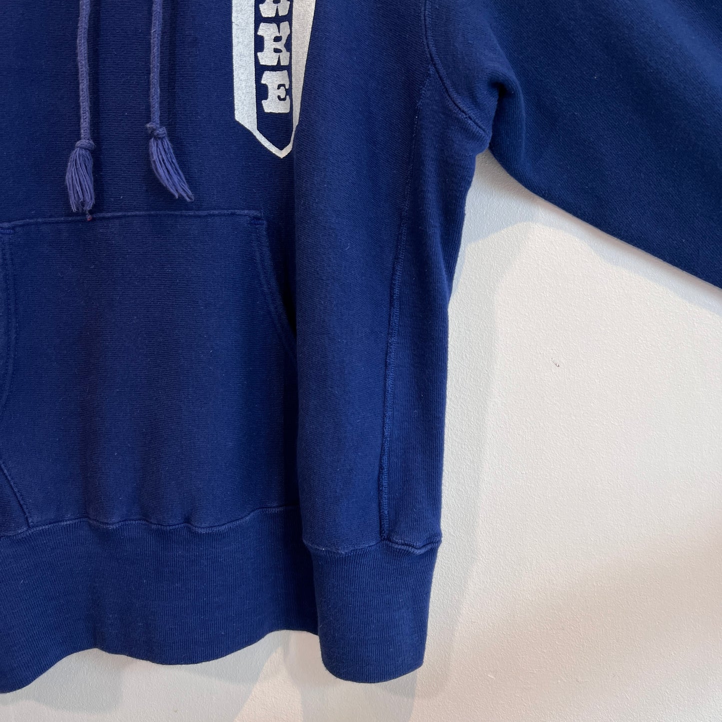 1973s ~ 1975s Champion Single Color Tag Blue Hoodie Sweatshirt with Blare Print