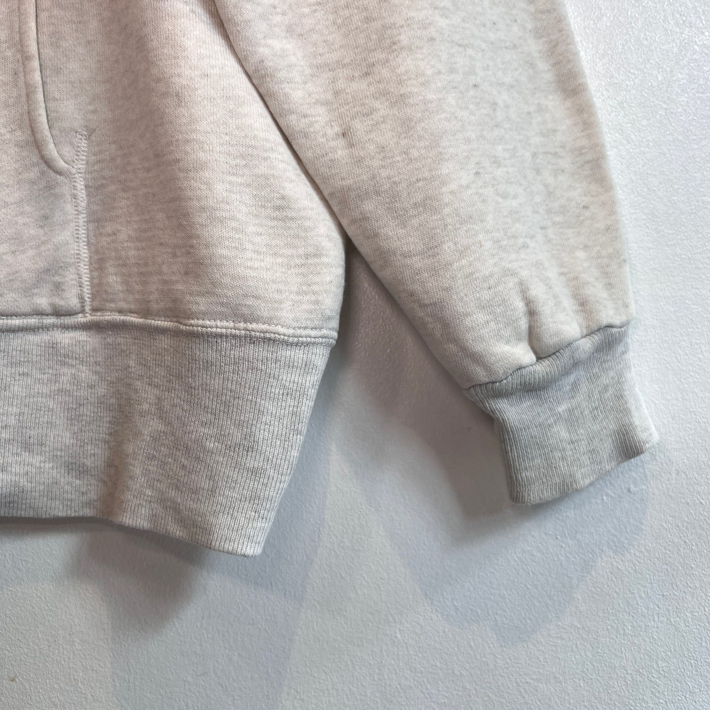 1960s Brent Light Heather Grey Waffle Thermal Lined Hoodie Sweatshirt