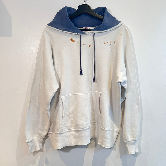 1950s ~ 1960s Healthknit Blue and White Color Two Tone Hoodie Sweatshirt