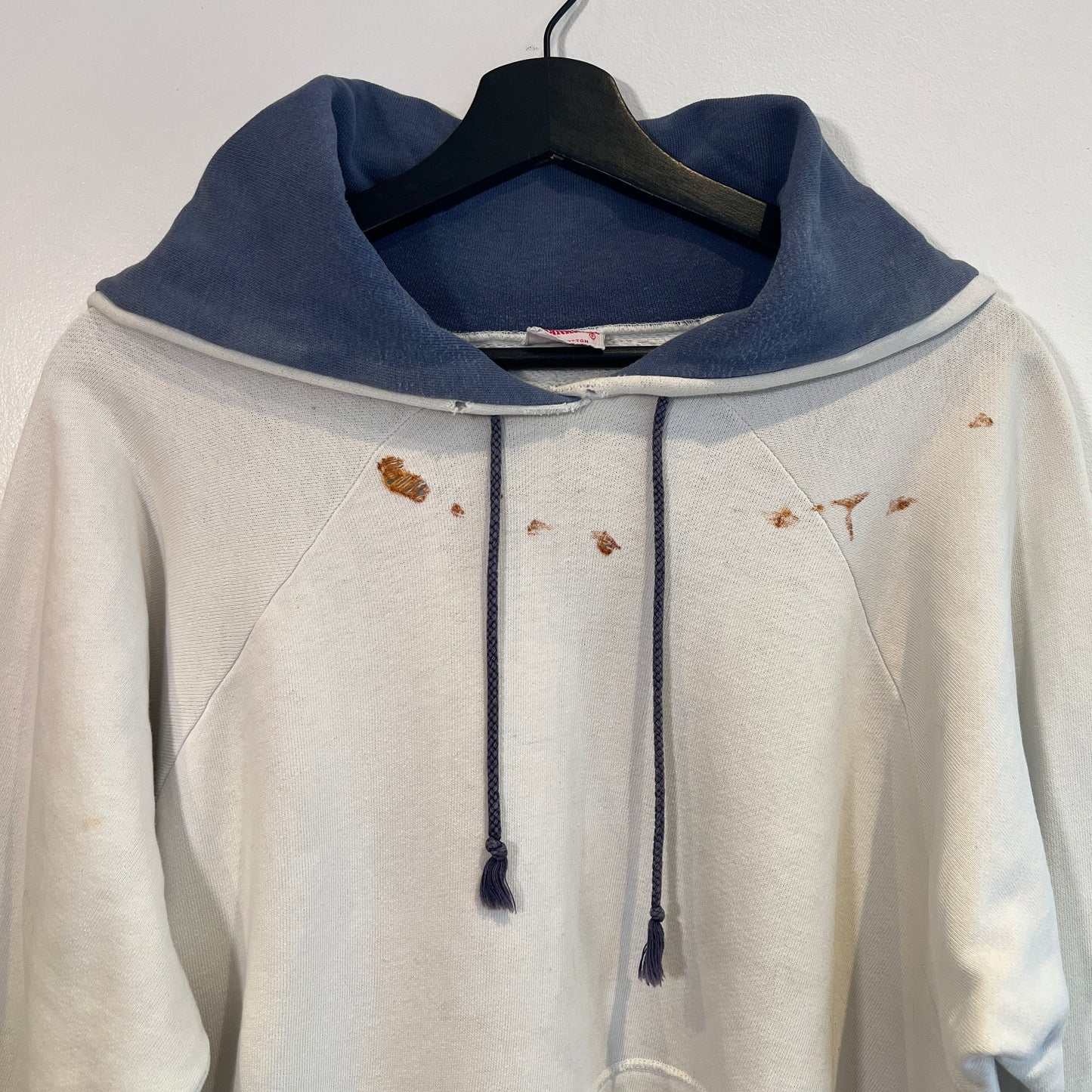 1950s ~ 1960s Healthknit Blue and White Color Two Tone Hoodie Sweatshirt