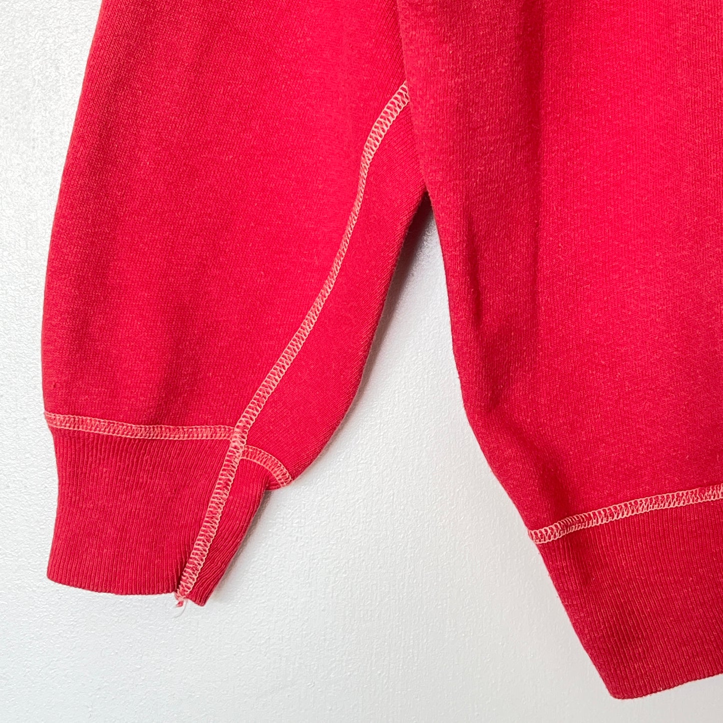 1960s Red Sweatshirt with Wisconsin Flock Print