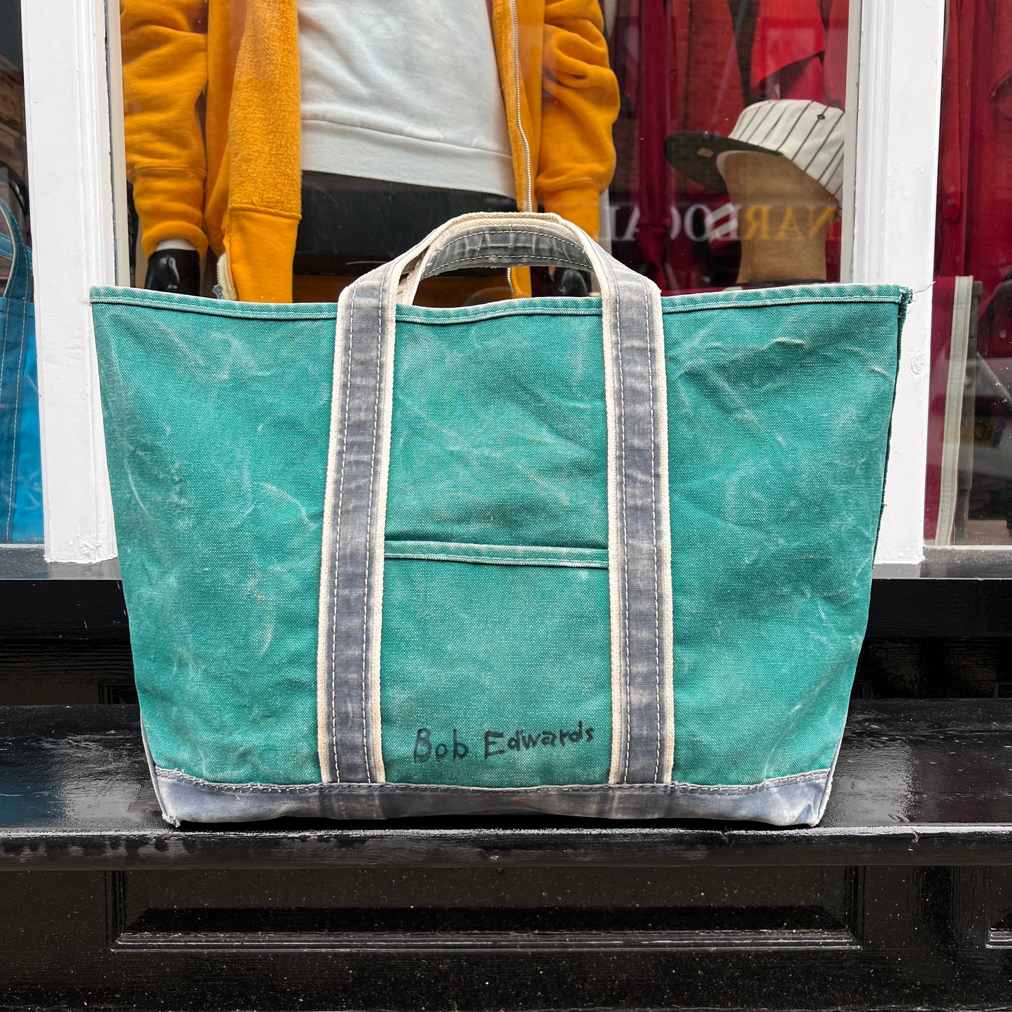 1980s L.L.Bean Two Tone Green and Blue Large Boat and Tote Bag