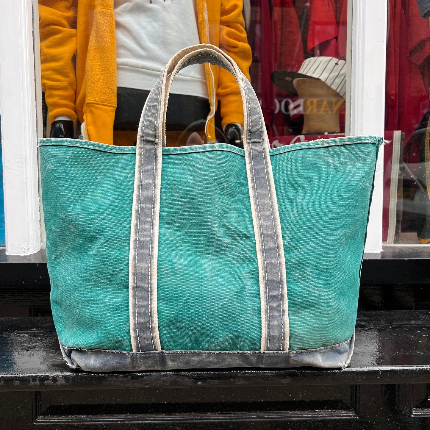 1980s L.L.Bean Two Tone Green and Blue Large Boat and Tote Bag