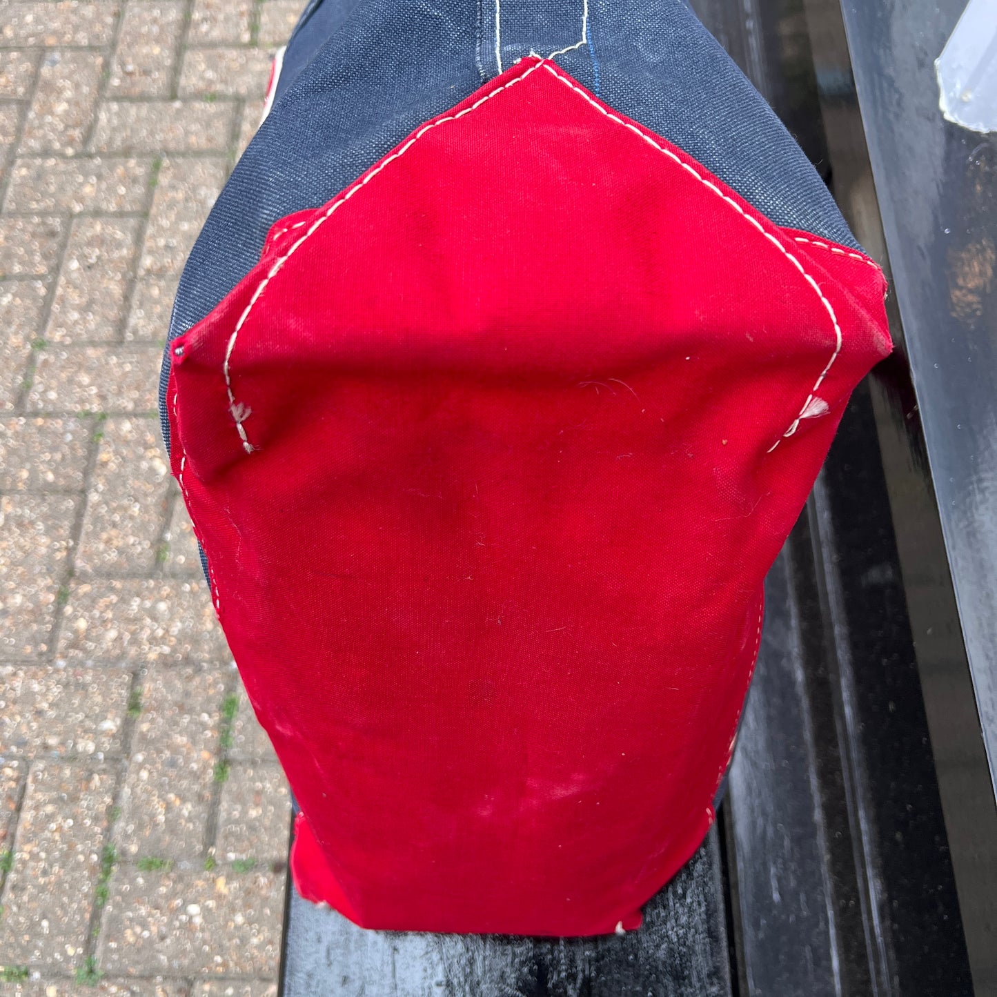 1980s L.L.Bean Two Tone Blue and Red Large Boat and Tote Bag