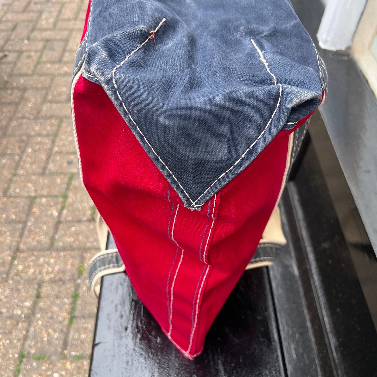 1980s L.L.Bean Two Tone Red and Blue Medium Boat and Tote Bag