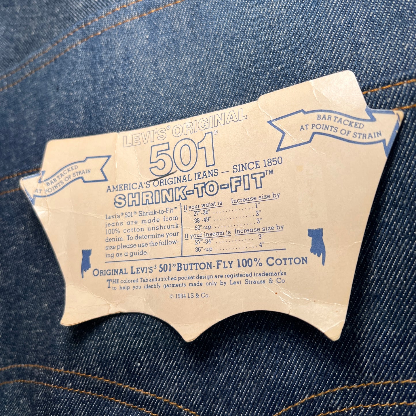 1984s Levi's 501 Display Denim Pants W54", L25"