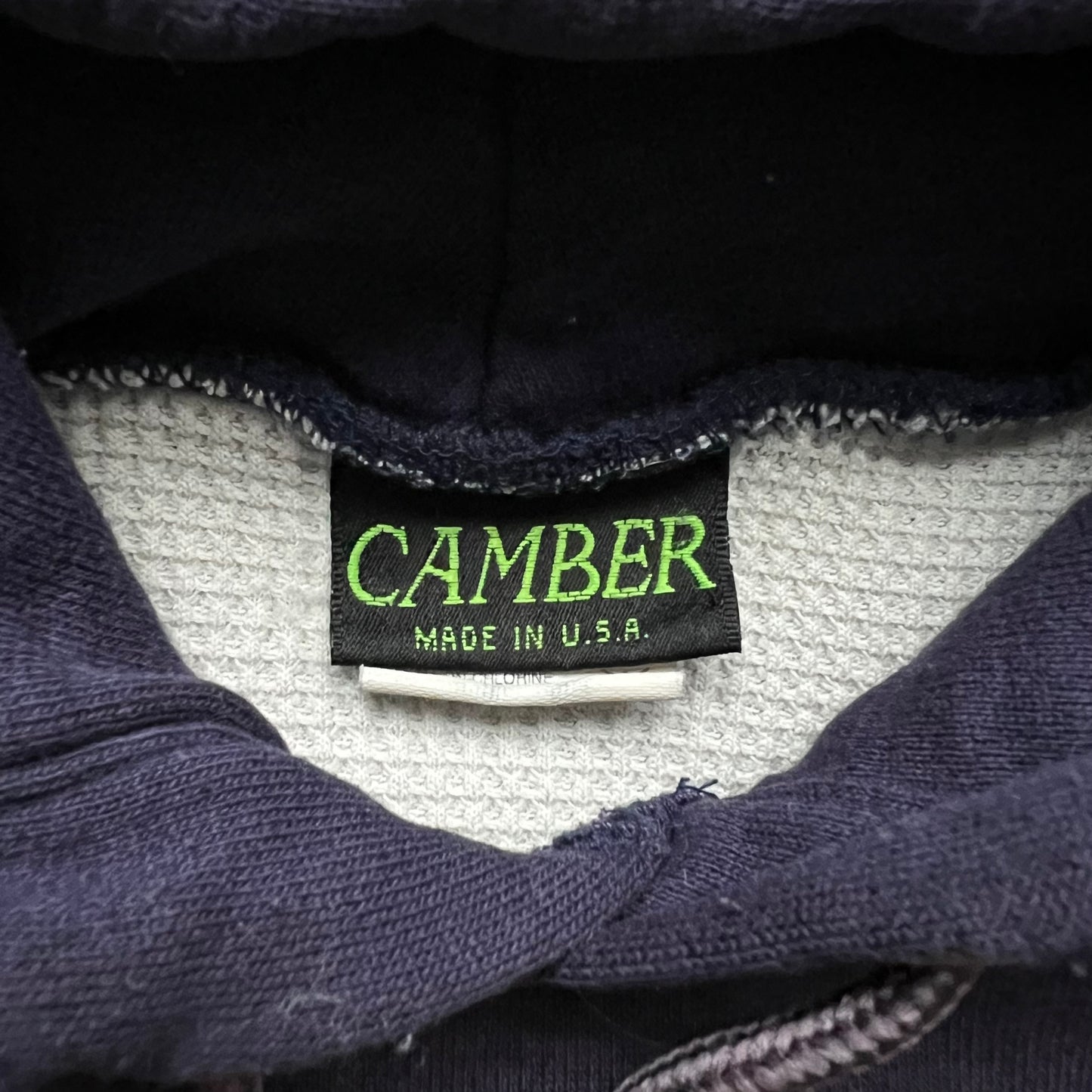 1990s Camber Faded Purple Waffle Thermal Lined Hoodie Super Boxy Sweatshirt