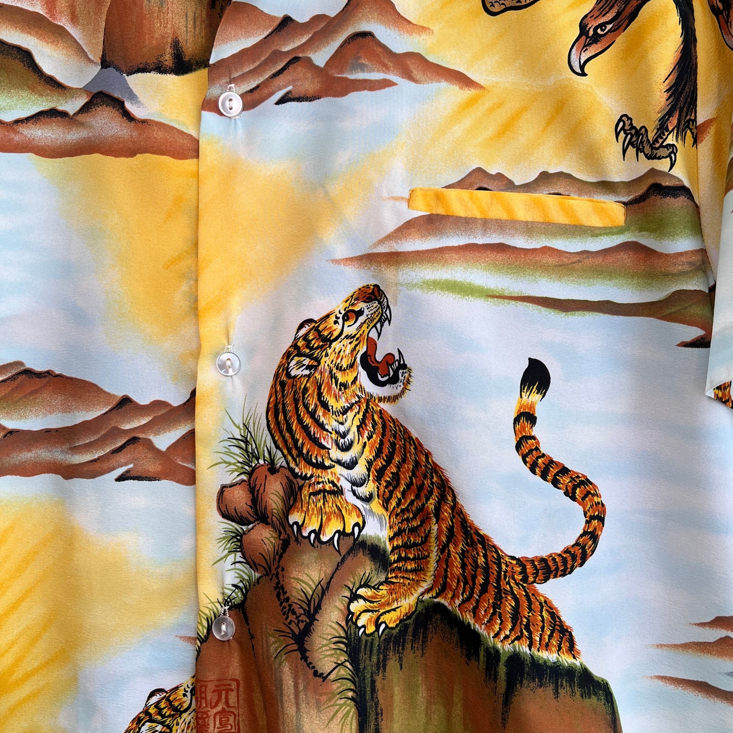 1970s KoleKole Hawaiian Shirts with Tiger and Eagle Print