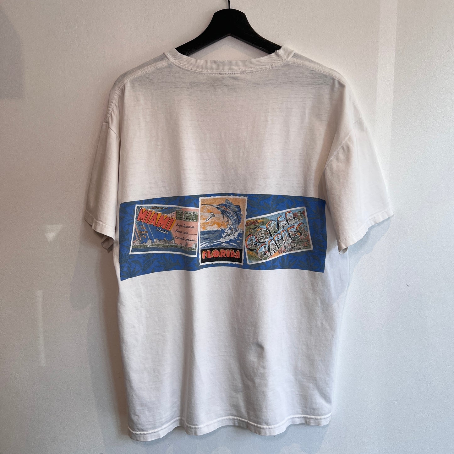 1990s Reyn Spooner T-Shirts with Miami Florida Postcard Dual Print