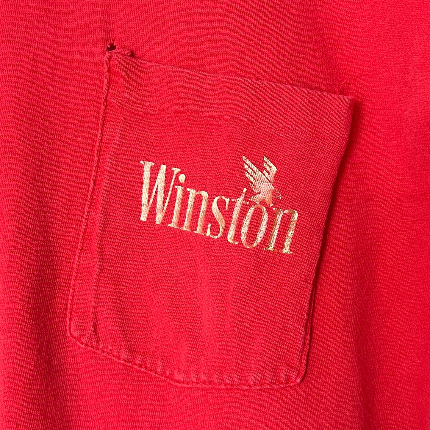 1990s Winston Red Pocket T-Shirts with Eagle Flock Print