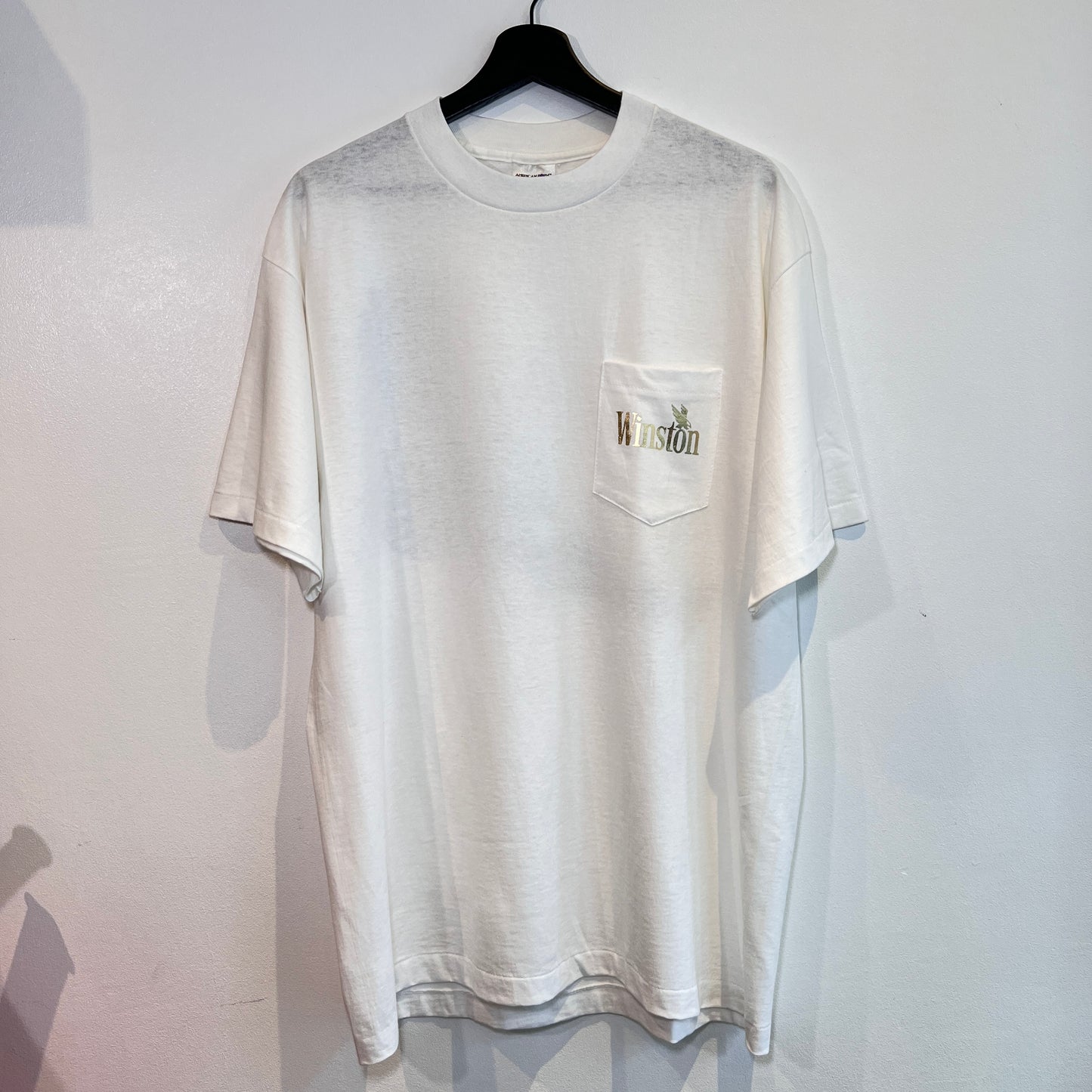 1990s Winston White Pocket T-Shirts with Eagle Flock Print