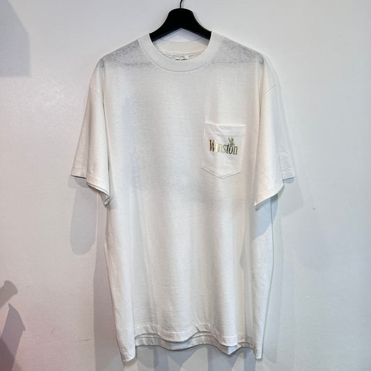 1990s Winston White Pocket T-Shirts with Eagle Flock Print