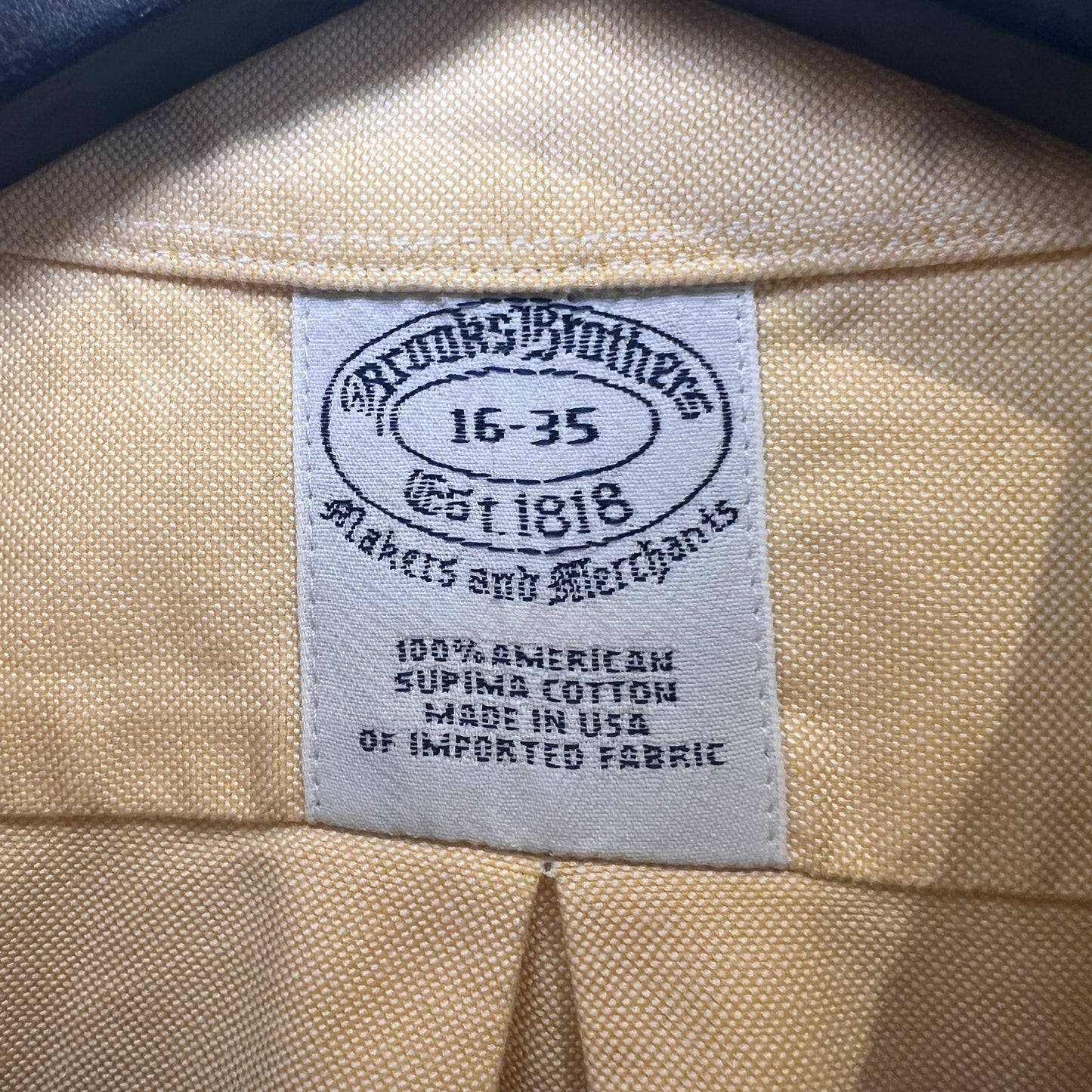 1990s Brooks Brothers Yellow Oxford Shirt
