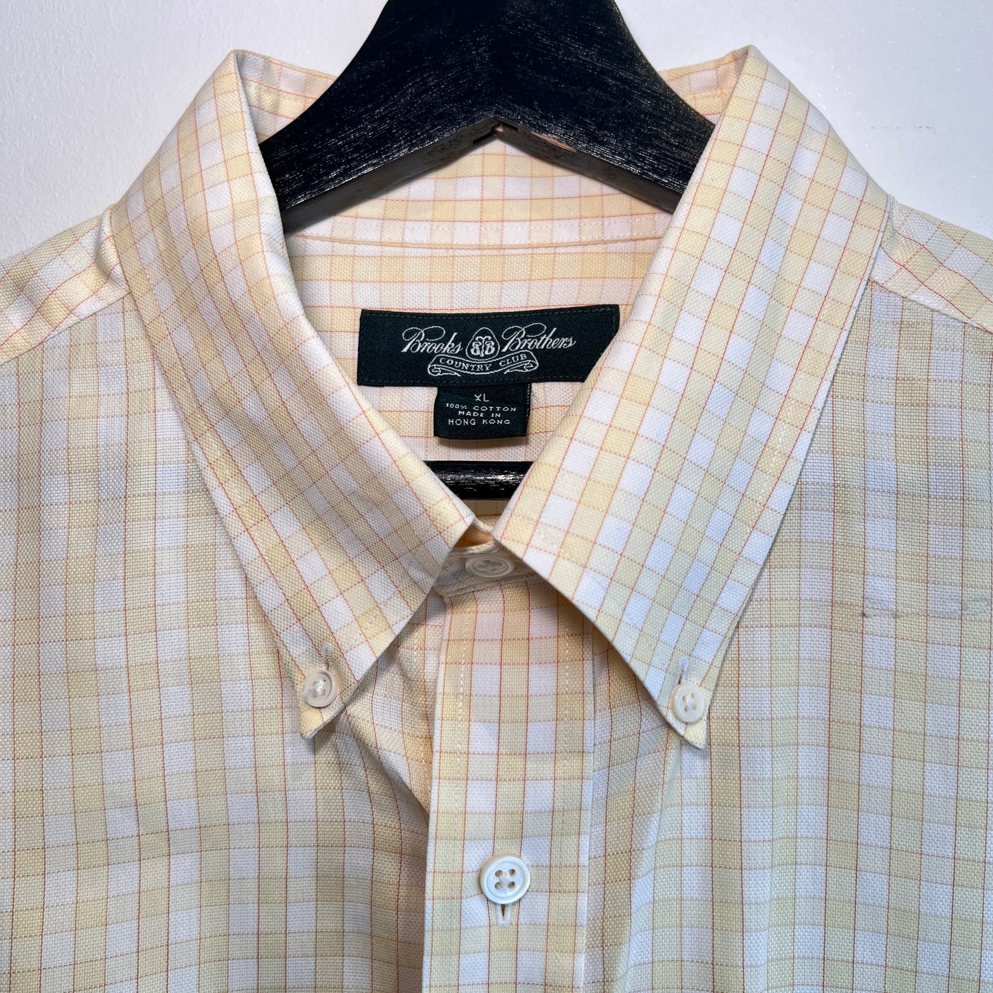 1980s Brooks Brothers Yellow Checkered Oxford Shirt