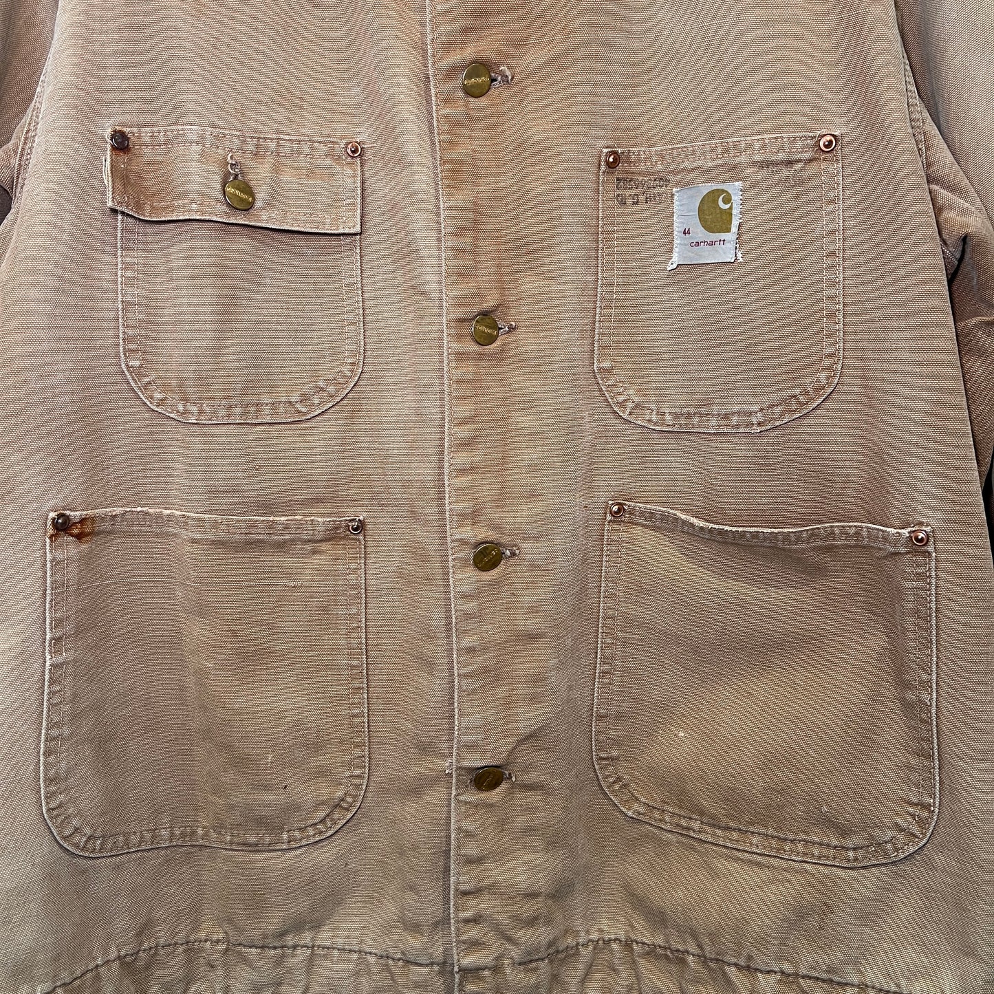 1970s Carhartt Faded & Distressed Blanket Lined Canvas Chore Jacket