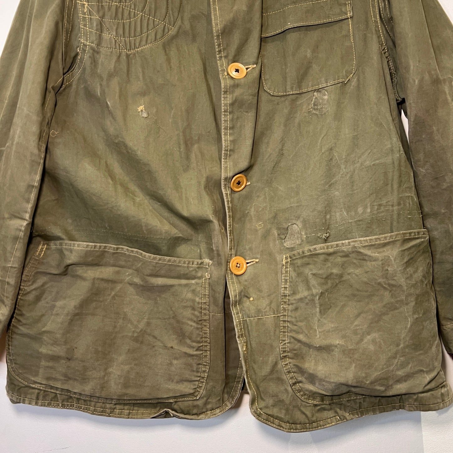 1930s - 1940s Olive Gun Coat Jacket